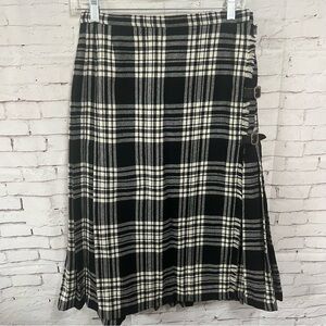 Porter House by Regina Porter Vintage Scottish Wrap Tartan Kilt Skirt Wool Black